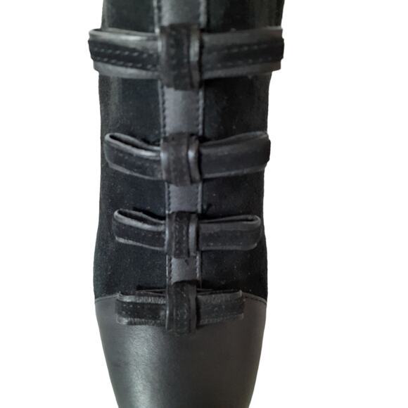 NEW SEE BY CHLOE Boot Size 6.5 Victorian Style Side Zip Block Heel Black Leather - Picture 6 of 14